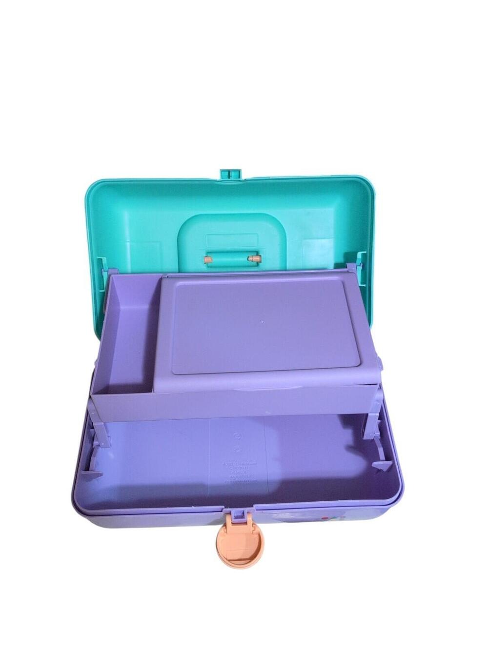 Caboodles 80's On-the-Go Girl Makeup Case Travel Carry Seafoam / Lavender #5626 - Picture 5 of 6